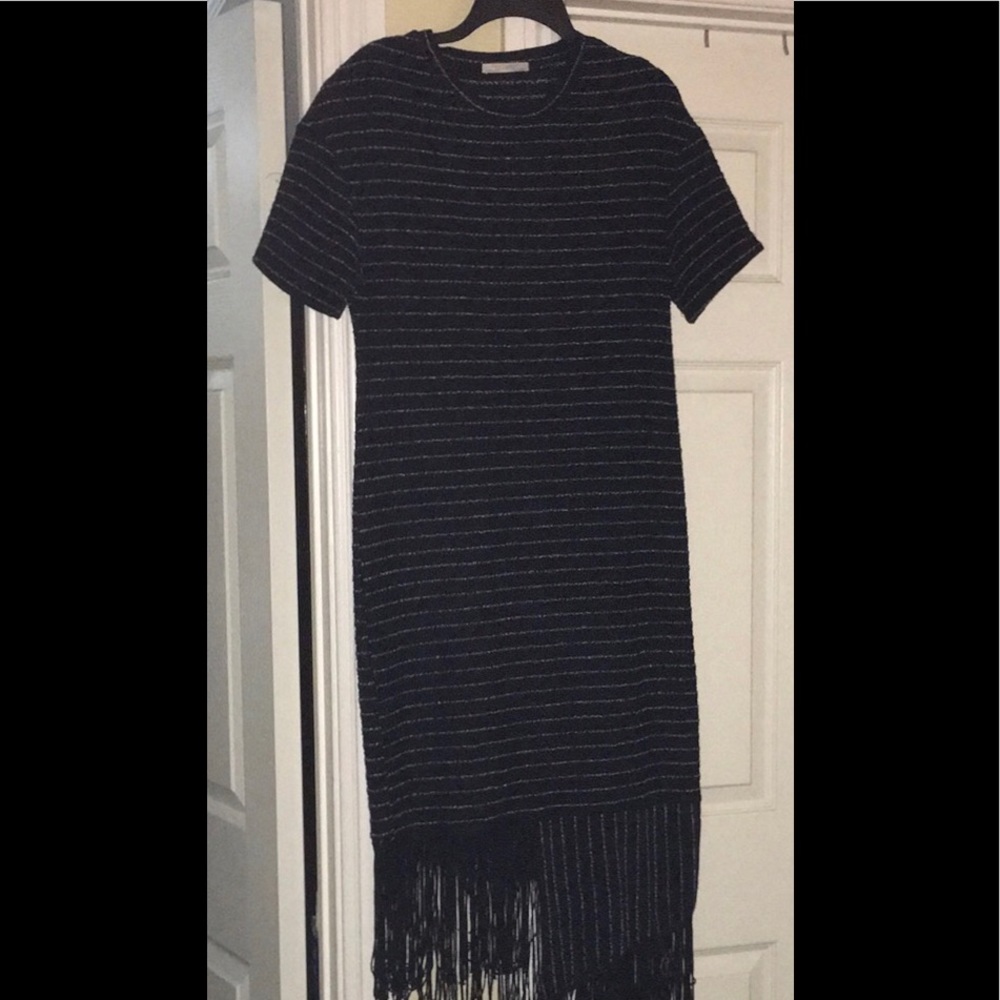 Zara Trafaluc woven knit black dress